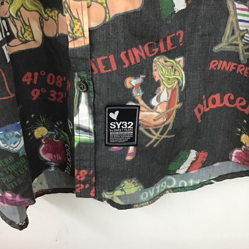 エスワイサーティトゥバイスィートイヤーズ SY32 by SWEET YEARS シャツ、ブラウス 半袖 半袖シャツ プリントシャツ ポケットシャツ XXL プリント 黒 / ブラック /  メンズ USED 古着 中古 10137131