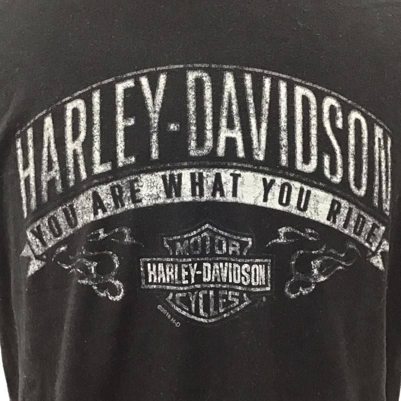 ハーレーダビッドソン Harley-Davidson Tシャツ 半袖 半袖カットソー プリントTシャツ クルーネックカットソー XL プリント 黒 / ブラック /  メンズ USED 古着 中古 10118292