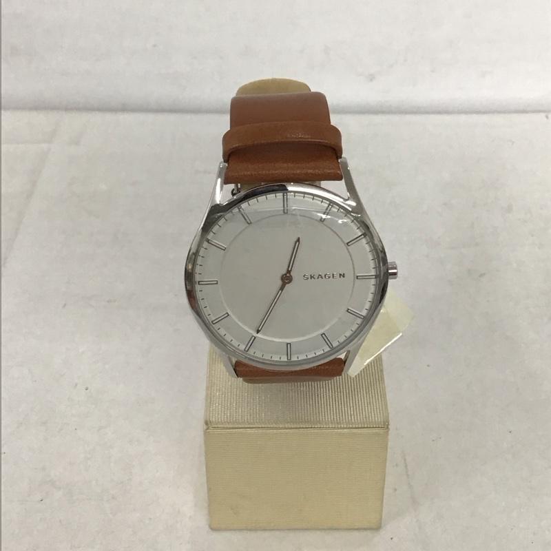 スカーゲン SKAGEN 腕時計 アナログ（クォーツ式） SKW6219 レザーベルト 箱有 ロゴ、文字 茶 / ブラウン /  メンズ USED 古着 中古 10134345