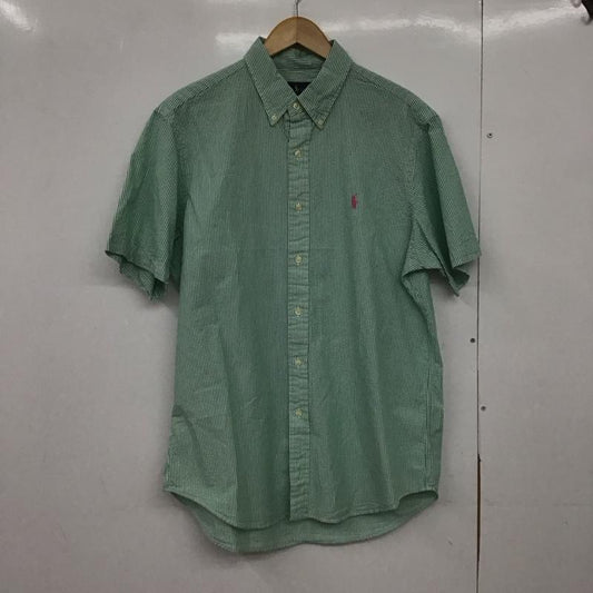 ラルフローレン RALPHLAUREN シャツ、ブラウス 半袖 半袖シャツ チェックシャツ ボタンダウンシャツ L ボーダー柄 白 / ホワイト / X 薄緑 / ライトグリーン /  メンズ USED 古着 中古 10148139