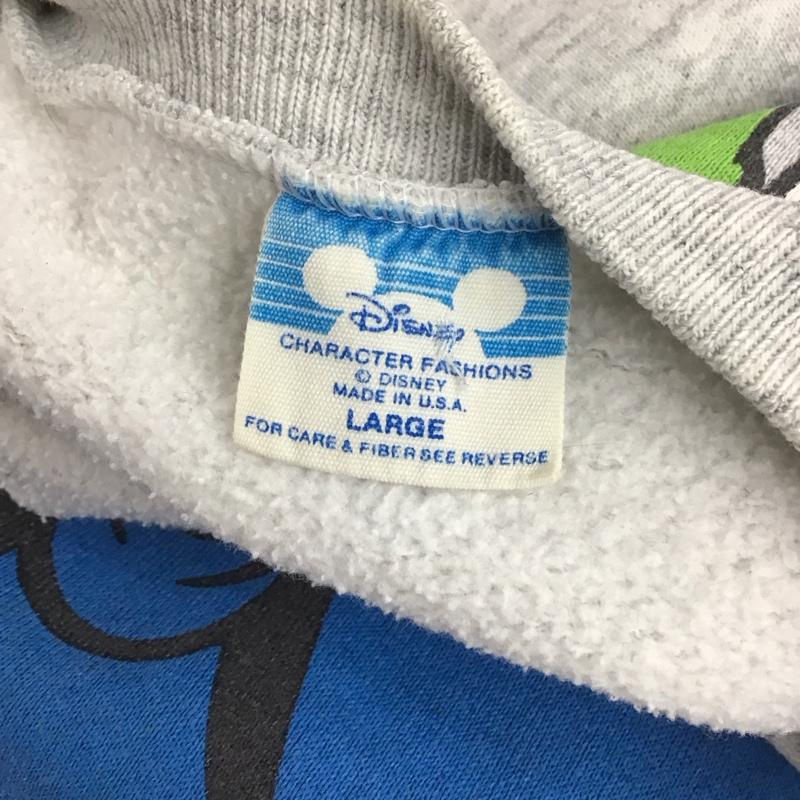 ディズニー Disney トレーナー 長袖 長袖トレーナー スウェット クルーネック リブスウェットカットソー 80s 古着 L プリント 灰 / グレー /  メンズ USED 古着 中古 10124090