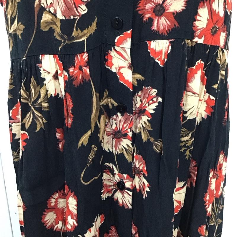 ザラ ZARA ワンピース ロングスカート 8514 242 800 半袖 シャツワンピース S 花柄 黒 / ブラック / X 赤 / レッド /  レディース USED 古着 中古 10109503