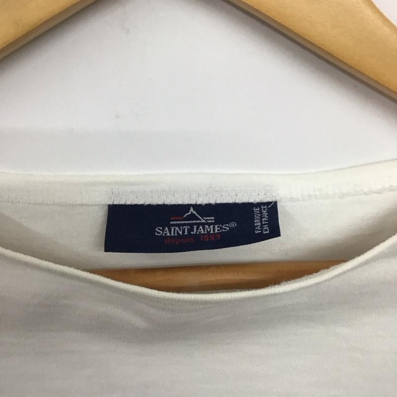 セントジェームス SAINT JAMES カットソー 長袖 長袖カットソー プリントカットソー ワイドネック L ボーダー柄 白 / ホワイト / X 青 / ブルー /  メンズ USED 古着 中古 10140770