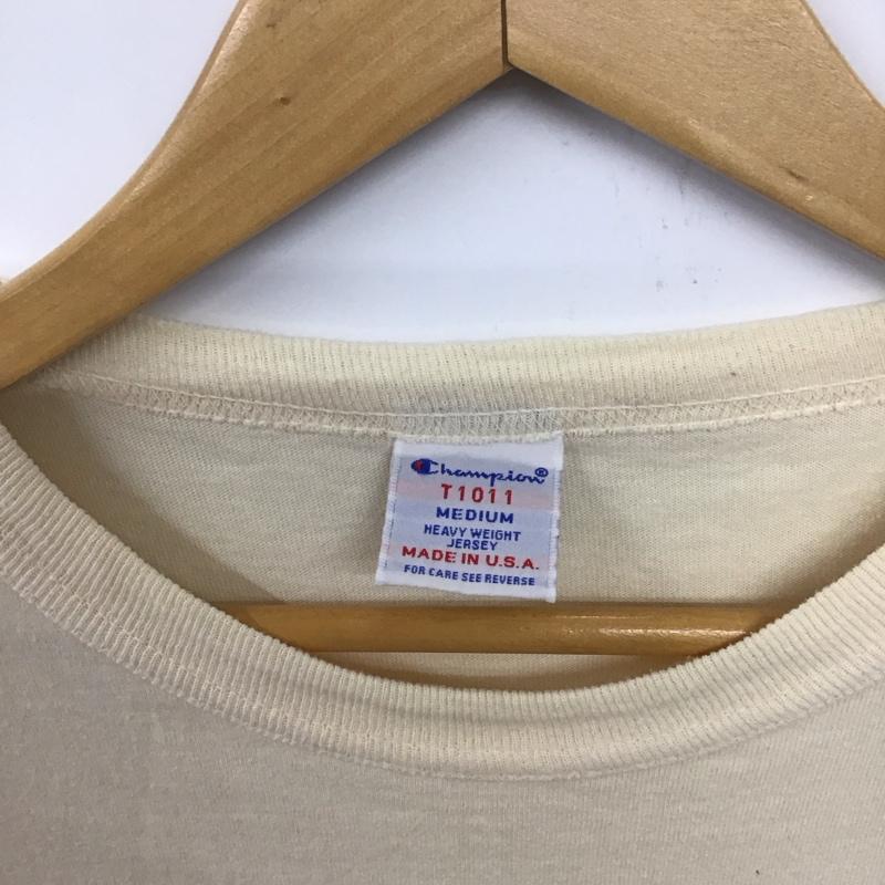 チャンピオン Champion カットソー 長袖 長袖カットソー 無地カットソー クルーネック M ロゴ、文字 オフホワイト / オフホワイト /  メンズ USED 古着 中古 10132676