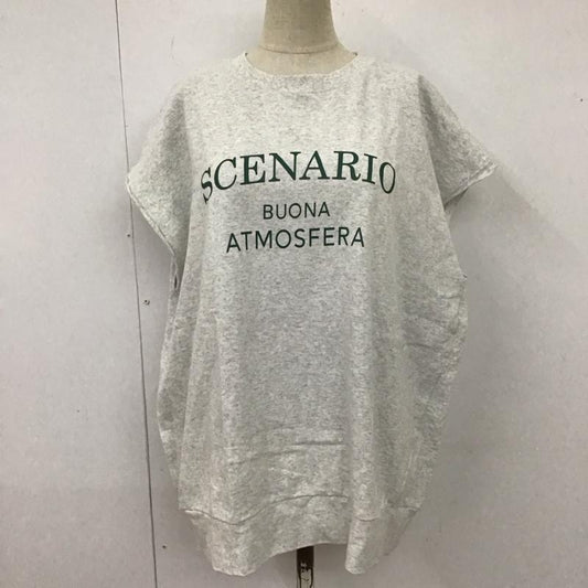 ローリーズファーム LOWRYS FARM カットソー 半袖 LF622139TS オーバーサイズプリントＴシャツ FREE ロゴ、文字 灰 / グレー /  レディース USED 古着 中古 10116492
