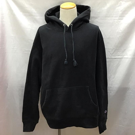 チャンピオン Champion パーカー 長袖 長袖パーカー フード付きパーカー プリントスウェット トレーナー XL 無地 黒 / ブラック /  メンズ USED 古着 中古 10120495