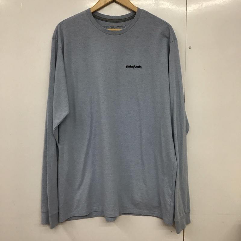 パタゴニア patagonia Tシャツ 長袖 L プリント X ロゴ、文字 水色 / ライトブルー /  メンズ USED 古着 中古 10143314