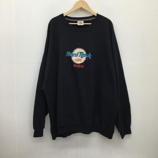 ユーズドクロージング used clothes トレーナー 長袖 Hard Rock CAFE PARIS XL ロゴ、文字 X 刺繍 黒 / ブラック / X 緑 / グリーン / X 赤 / レッド / X 桃 / ピンク / X ベージュ / ベージュ /  メンズ USED 古着 中古 10136981