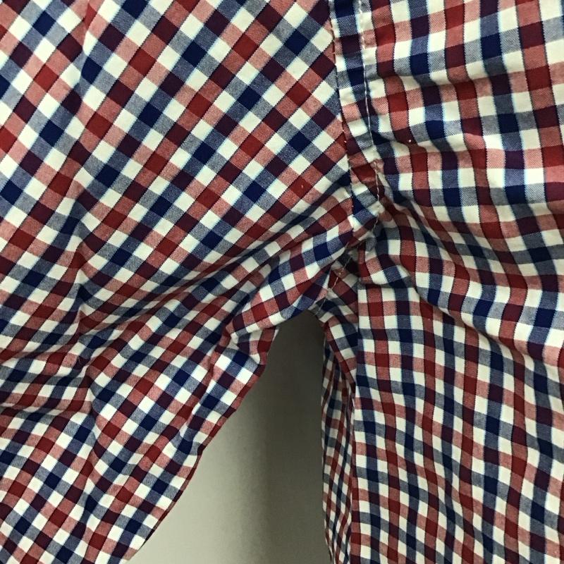 エディーバウアー Eddie Bauer シャツ、ブラウス 長袖 ボタンダウン 胸ポケット M チェック 白 / ホワイト / X 赤 / レッド / X 紺 / ネイビー /  メンズ USED 古着 中古 10112914