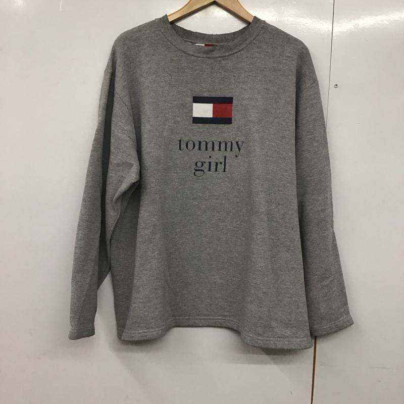 トミーヒルフィガー TOMMY HILFIGER トレーナー 長袖 長袖トレーナー スウェット クルーネック プルオーバー 90s L ロゴ、文字 灰 / グレー /  メンズ USED 古着 中古 10141820