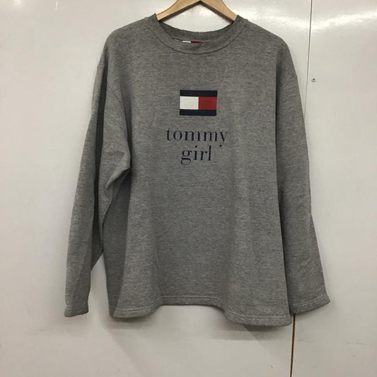 トミーヒルフィガー TOMMY HILFIGER トレーナー 長袖 長袖トレーナー スウェット クルーネック プルオーバー 90s L ロゴ、文字 灰 / グレー /  メンズ USED 古着 中古 10141820