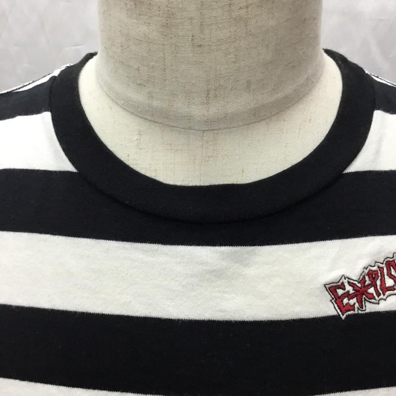 ヒステリックグラマー HYSTERIC GLAMOUR Tシャツ 半袖 半袖カットソー プリントTシャツ クルーネックカットソー S ボーダー柄 白 / ホワイト / X 黒 / ブラック /  メンズ USED 古着 中古 10112324