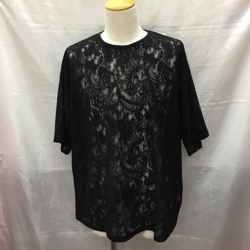 ハレ HARE カットソー 半袖 半袖カットソー プリントTシャツ クルーネックカットソー シースルーカットソー FREE 総柄 黒 / ブラック /  メンズ USED 古着 中古 10120124