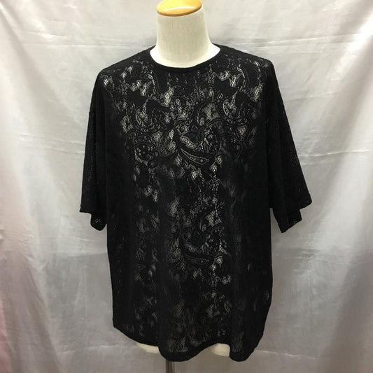 ハレ HARE カットソー 半袖 半袖カットソー プリントTシャツ クルーネックカットソー シースルーカットソー FREE 総柄 黒 / ブラック /  メンズ USED 古着 中古 10120124