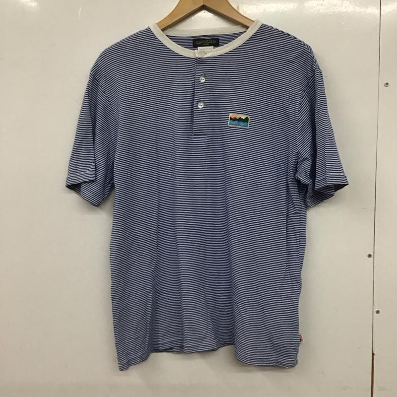 サニースポーツ SUNNY SPORTS Tシャツ 半袖 ヘンリーネック L ボーダー柄 白 / ホワイト / X 水色 / ライトブルー /  メンズ USED 古着 中古 10134846