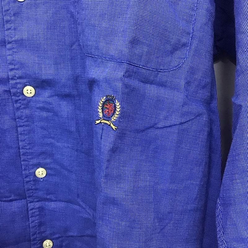 トミーヒルフィガー TOMMY HILFIGER シャツ、ブラウス 長袖 長袖シャツ 総柄シャツ カラーシャツ 刺繍シャツ L ロゴ、文字 青 / ブルー /  メンズ USED 古着 中古 10140707