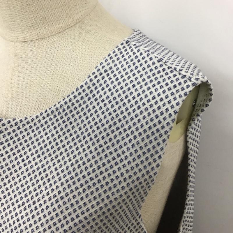 アニエス・ベー agnes b. ワンピース ひざ丈スカート ノースリーブ 3 総柄 白 / ホワイト / X 紺 / ネイビー /  レディース USED 古着 中古 10114447