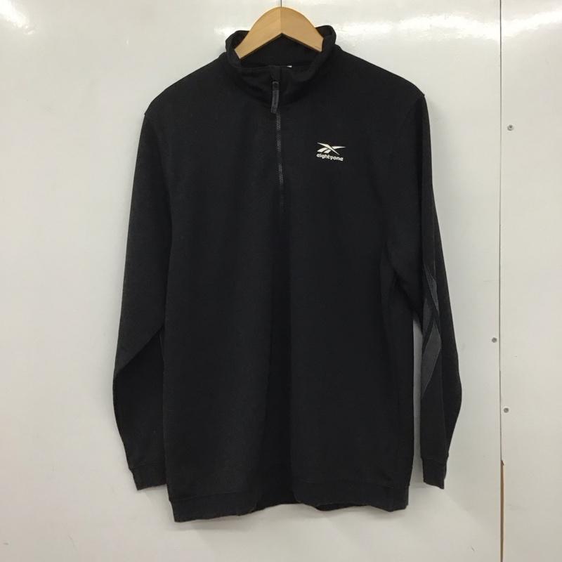 リーボック Reebok カットソー 長袖 長袖カットソー 無地カットソー ジップアップスタンドネック L ロゴ、文字 黒 / ブラック /  メンズ USED 古着 中古 10136830