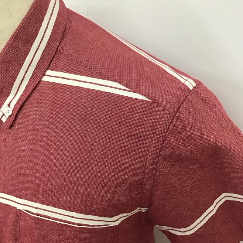 サタデーズサーフニューヨークシティー SATURDAYS SURF NYC シャツ、ブラウス 半袖 ボタンダウン 胸ポケット S ボーダー柄 えんじ / ワインレッド / X 白 / ホワイト /  メンズ USED 古着 中古 10113085