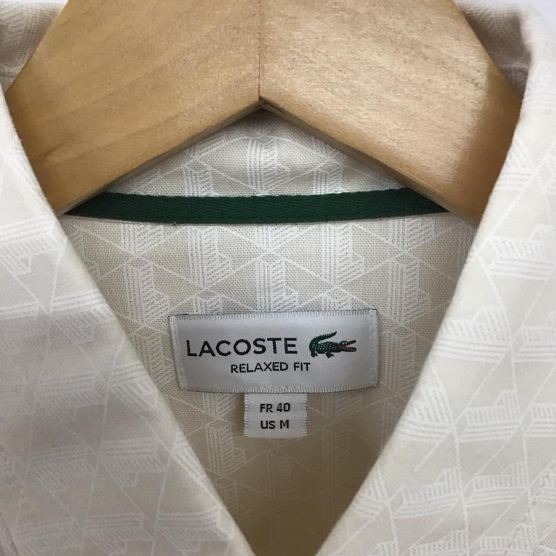 ラコステ LACOSTE シャツ、ブラウス 長袖 長袖シャツ ボタンダウンシャツ カラーシャツ 40 ロゴ、文字 ベージュ / ベージュ /  メンズ USED 古着 中古 10133241