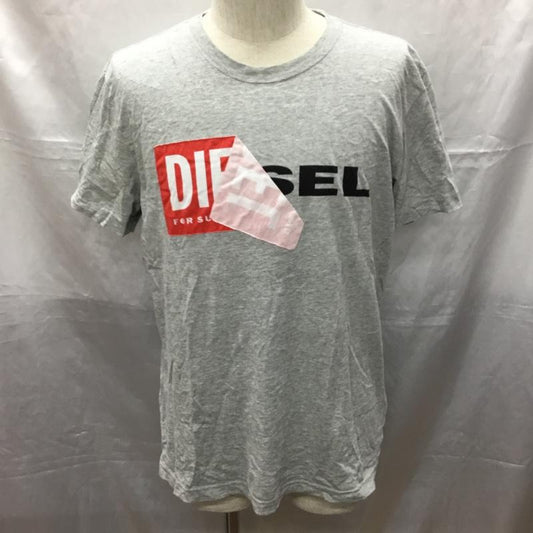 ディーゼル DIESEL Tシャツ 半袖 半袖カットソー プリントTシャツ クルーネックカットソー L ロゴ、文字 灰 / グレー /  メンズ USED 古着 中古 10114158