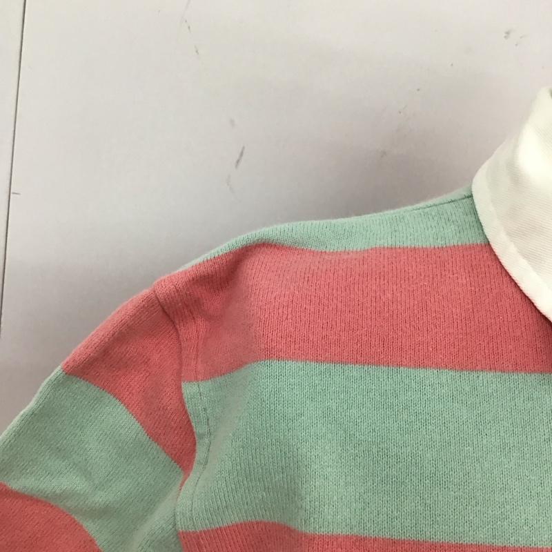 ラルフローレン RALPHLAUREN ポロシャツ 半袖 半袖ポロシャツ カラーシャツ 半袖カットソー M ボーダー柄 桃 / ピンク / X 水色 / ライトブルー /  レディース USED 古着 中古 10113816