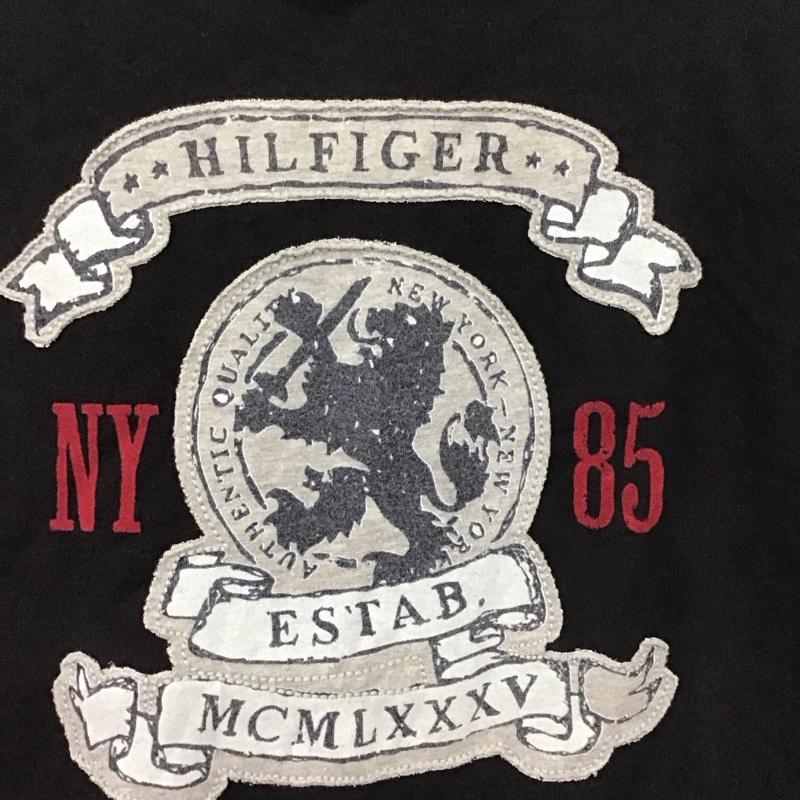 トミーヒルフィガー TOMMY HILFIGER Tシャツ 半袖 半袖カットソー プリントTシャツ クルーネックカットソー XL プリント 黒 / ブラック /  メンズ USED 古着 中古 10134924