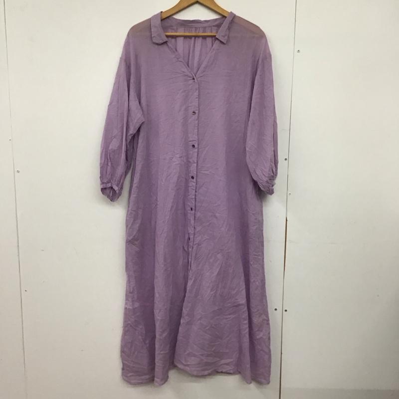 スローブイエナ SLOBE IENA ワンピース ロングスカート 長袖シャツワンピース フロントボタン ロングワンピース 無地 紫 / パープル /  レディース USED 古着 中古 10147882