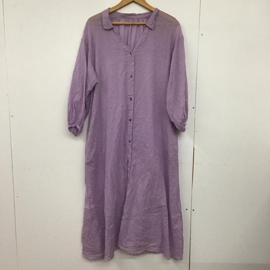 スローブイエナ SLOBE IENA ワンピース ロングスカート 長袖シャツワンピース フロントボタン ロングワンピース 無地 紫 / パープル /  レディース USED 古着 中古 10147882