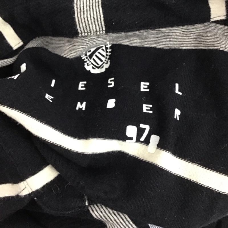 ディーゼル DIESEL カットソー 長袖 長袖カットソー カラーネックカットソー ロングスリーブカットソー プリントTシャツ L ボーダー柄 白 / ホワイト / X 黒 / ブラック /  メンズ USED 古着 中古 10124358
