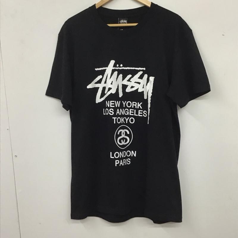 ステューシー STUSSY Tシャツ 半袖 半袖カットソー プリントTシャツ クルーネックカットソー L ロゴ、文字 黒 / ブラック /  メンズ USED 古着 中古 10136246