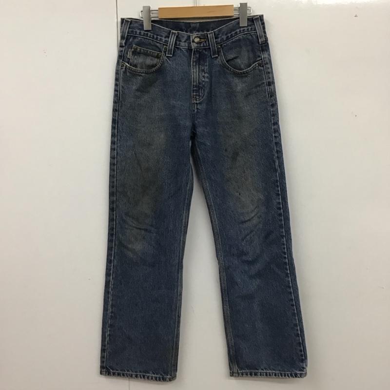 カーハート Carhartt パンツ デニム、ジーンズ デニムパンツ ストレートパンツ ワイドパンツ カジュアルパンツ 30インチ ロゴ、文字 インディゴ / インディゴ /  メンズ USED 古着 中古 10119123