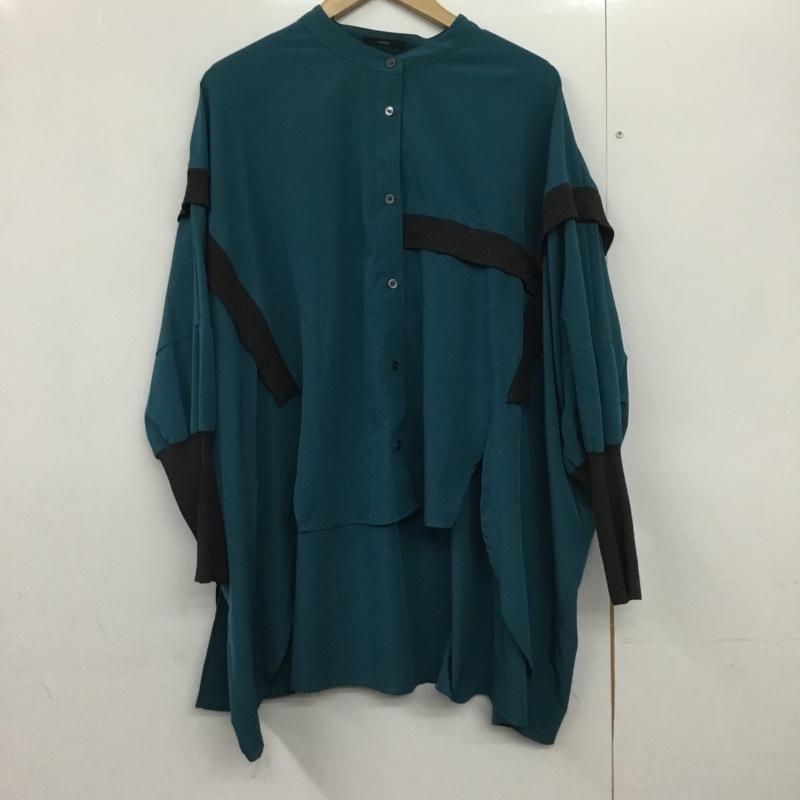 オズモーシス OSMOSIS シャツ、ブラウス 長袖 796010-596B リブ切替ブラウス ONE SIZE 無地 青 / ブルー /  レディース USED 古着 中古 10144643