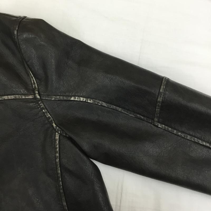 ユーズドクロージング used clothes ジャケット、上着 ライダース MASON PRINCE メゾンプリンス ダブルZIP ショート丈 シングルライダース 3 ロゴ、文字 ダークブラウン / ダークブラウン /  メンズ USED 古着 中古 10107082