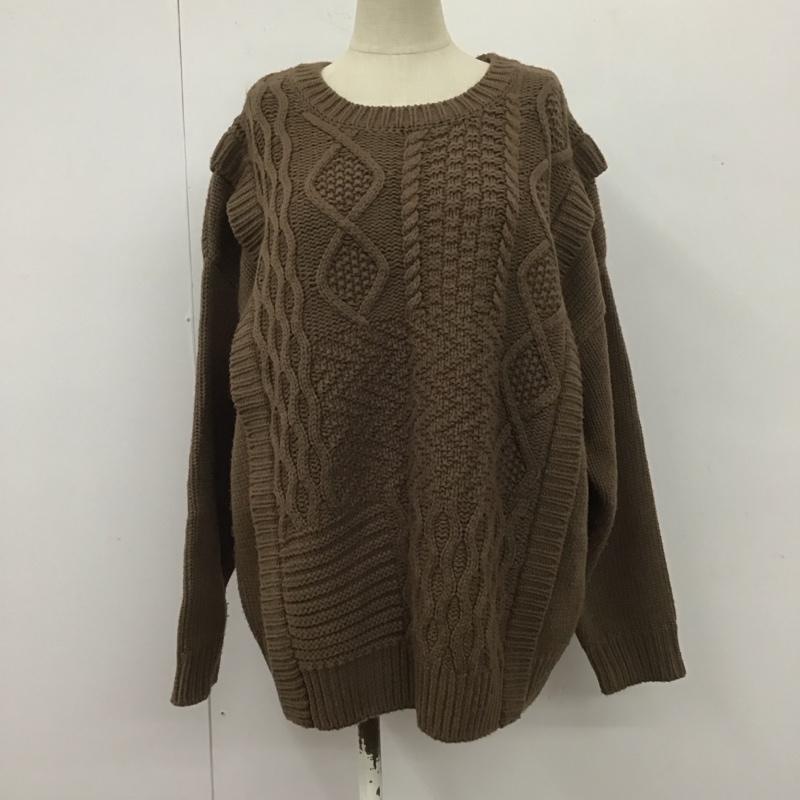 ニコアンド niko and... ニット、セーター 長袖 S205WE11TO ケーブル編み クルーネック 4  茶 / ブラウン /  レディース USED 古着 中古 10108089