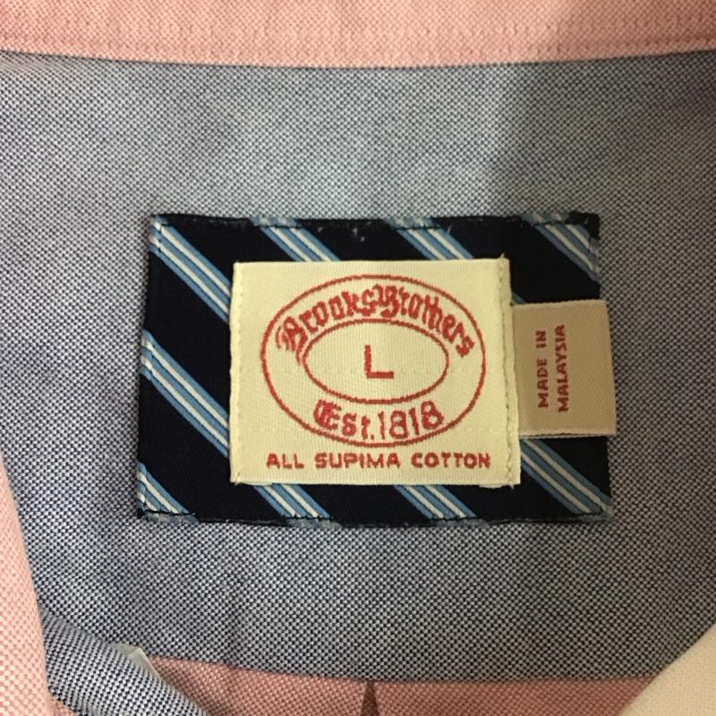 ブルックスブラザーズ BROOKS BROTHERS シャツ、ブラウス 長袖 ボタンダウン コットン L ストライプ 白 / ホワイト / X 桃 / ピンク / X 赤 / レッド / X 水色 / ライトブルー /  メンズ USED 古着 中古 10107823