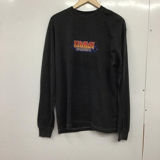 エクストララージ XLARGE カットソー 長袖 長袖カットソー プリントカットソー クルーネック M ロゴ、文字 黒 / ブラック /  メンズ USED 古着 中古 10139556
