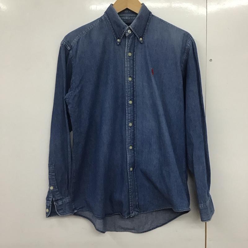 ラルフローレン RALPHLAUREN シャツ、ブラウス 長袖 長袖シャツ デニムシャツ ボタンダウンシャツ ロゴ、文字 インディゴ / インディゴ /  メンズ USED 古着 中古 10143622