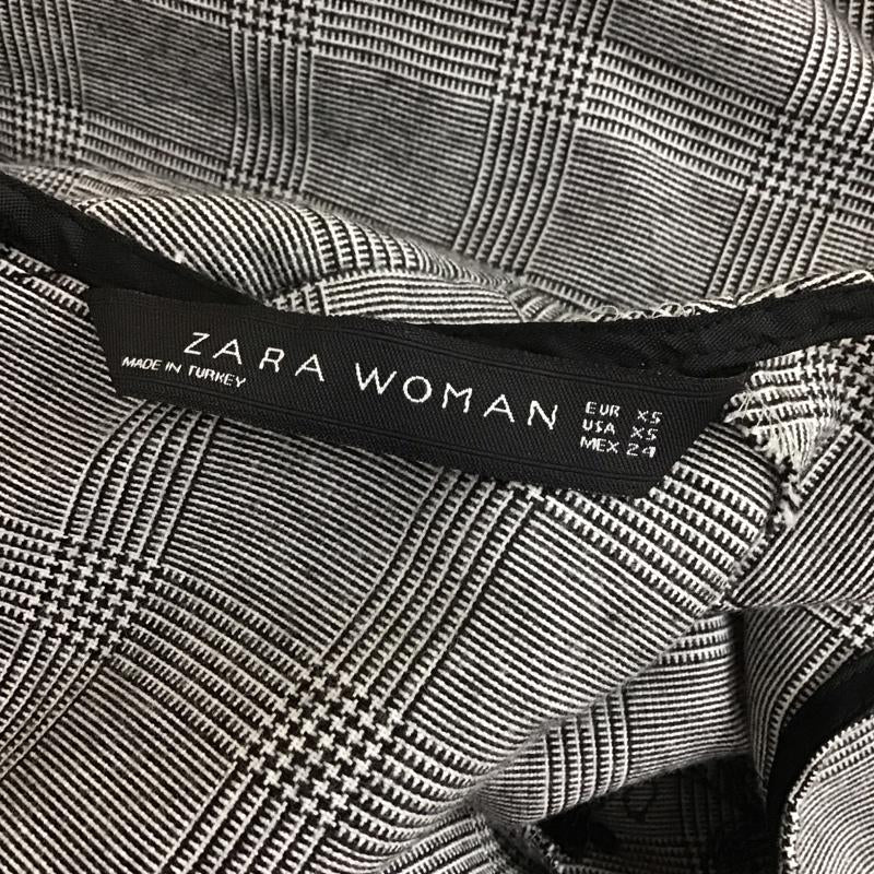 ザラ ZARA ワンピース ミニスカート 4437 269 064 長袖 チェック XS 刺繍 白 / ホワイト / X 黒 / ブラック /  レディース USED 古着 中古 10113493