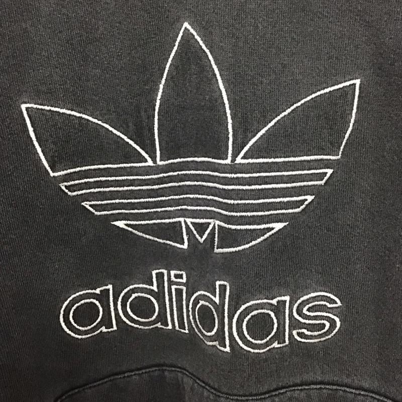 アディダス adidas パーカー 長袖 長袖パーカー プルオーバーパーカー スウェット 80s usa製 M ロゴ、文字 ダークグレー / ダークグレー /  メンズ USED 古着 中古 10148575