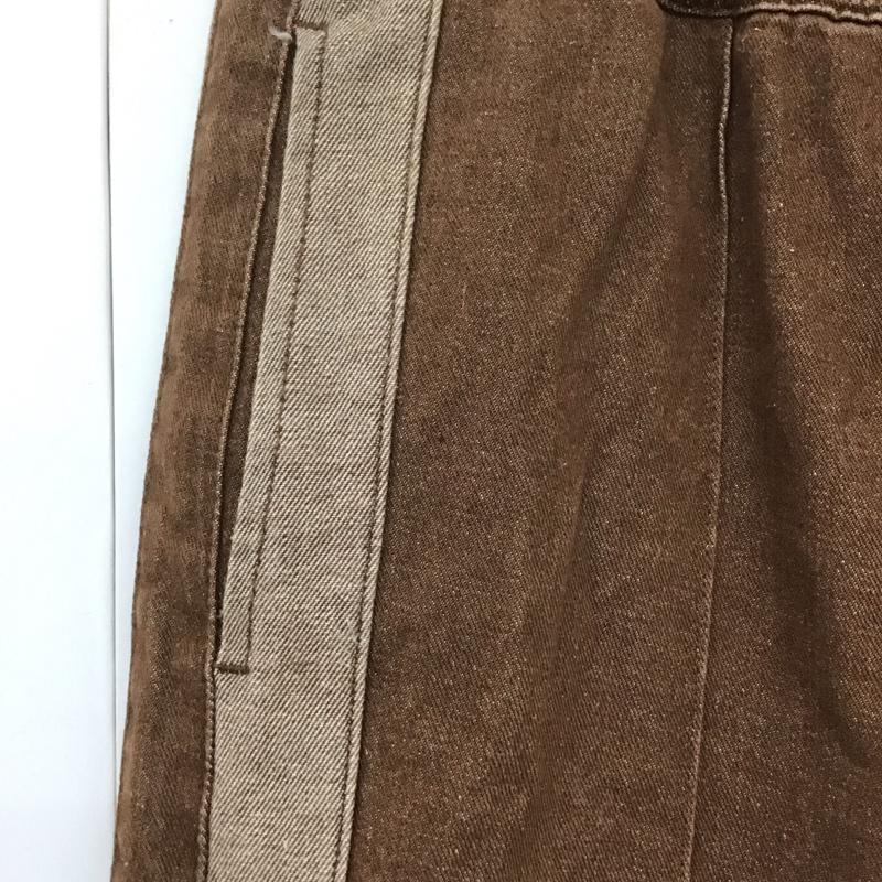 ジーナシス JEANASIS パンツ デニム、ジーンズ JS050847AA ドロストルーズデニムパンツ サイドライン FREE 無地 茶 / ブラウン /  レディース USED 古着 中古 10108321