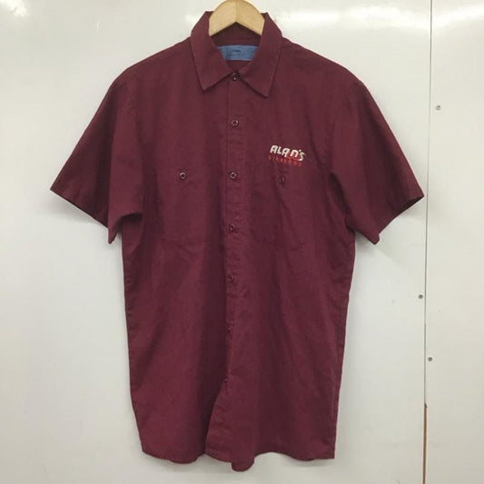 古着 USED シャツ、ブラウス 半袖 半袖シャツ 無地シャツ 古着 M ロゴ、文字 えんじ / ワインレッド /  メンズ USED 古着 中古 10139043