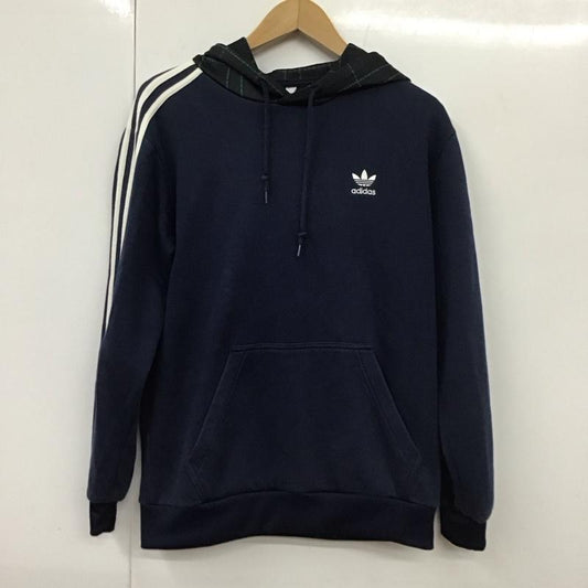 アディダス adidas パーカー 長袖 長袖パーカー プルオーバーパーカー スウェット M ロゴ、文字 紺 / ネイビー /  メンズ USED 古着 中古 10131463