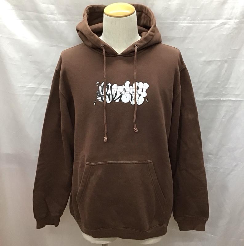 ステューシー STUSSY パーカー 長袖 プルオーバー 裏起毛 バックプリント 2000年代 M ロゴ、文字 茶 / ブラウン /  メンズ USED 古着 中古 10118026