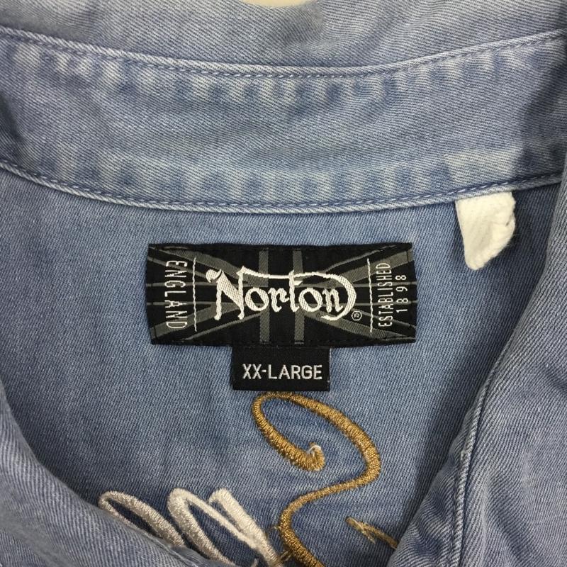 ノートン Norton シャツ、ブラウス 七分袖 デニムシャツ XXL 無地 水色 / ライトブルー /  メンズ USED 古着 中古 10108888