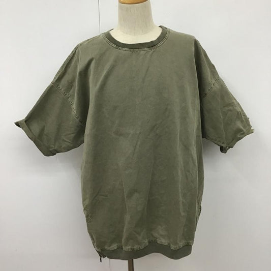 ザラメン ZARA MAN カットソー 半袖 ダメージ加工 無地Tシャツ クルーネックカットソー ミリタリー半袖カットソー XL 無地 カーキ / カーキ /  メンズ USED 古着 中古 10105615