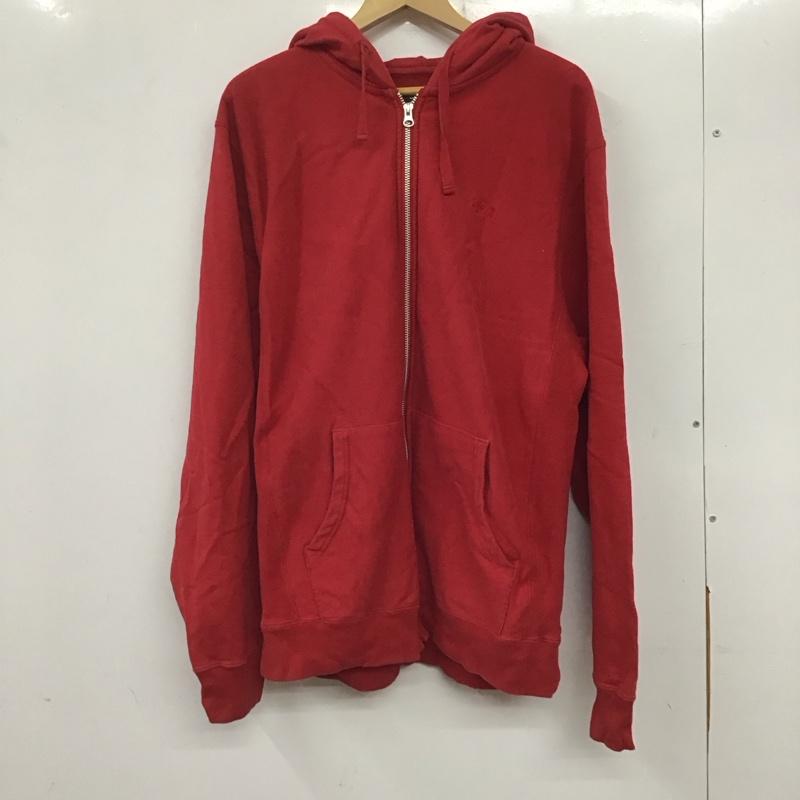 ステューシー STUSSY パーカー 長袖 ジップアップパーカー 長袖パーカー カジュアルジャケット スウェット XL ロゴ、文字 赤 / レッド /  メンズ USED 古着 中古 10140306