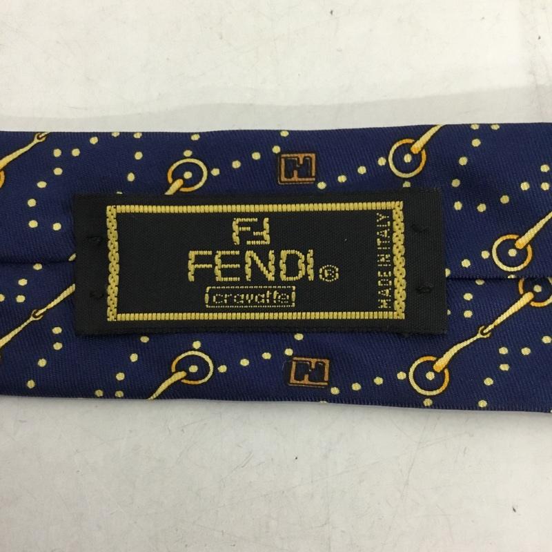 フェンディ FENDI ネクタイ ネクタイ シルク 総柄 紺 / ネイビー /  メンズ USED 古着 中古 10141639