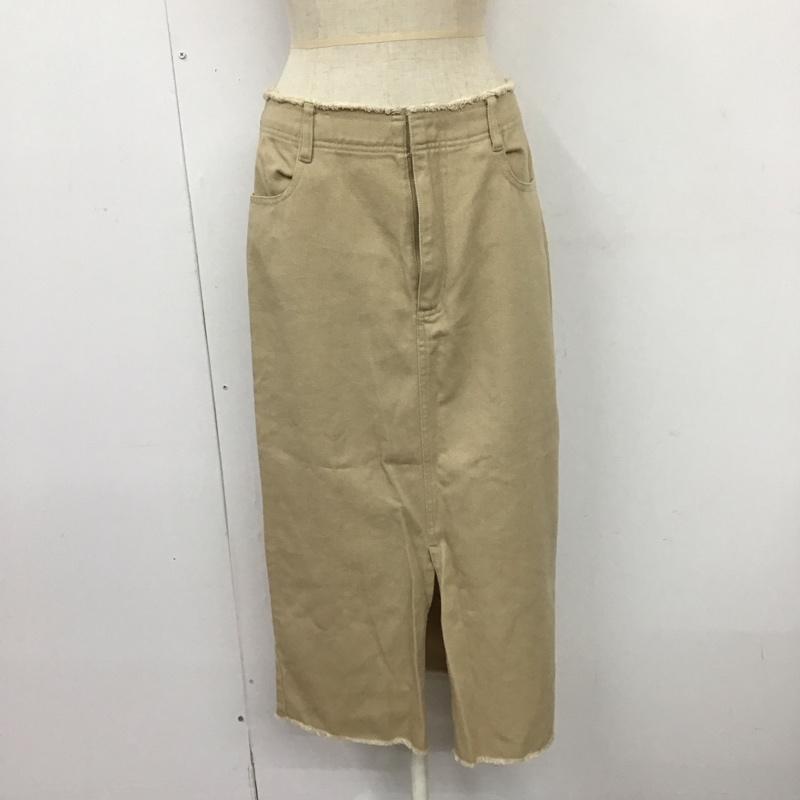 ローリーズファーム LOWRYS FARM スカート ロングスカート LF518009TS ハイウエストフリンジスカート タイトスカート L 無地 ベージュ / ベージュ /  レディース USED 古着 中古 10118692