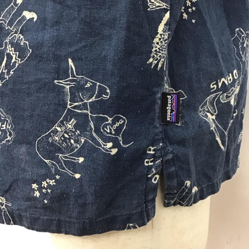 パタゴニア patagonia シャツ、ブラウス 半袖 53139FA18 ヘンプ コットン S 総柄 紺 / ネイビー /  メンズ USED 古着 中古 10123299